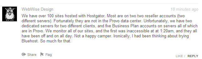 Webhost Outage Frustrates Customers Webhosting Outage Frustrates Customers