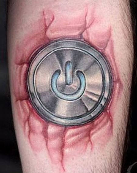 Tech Power Button Tattoo