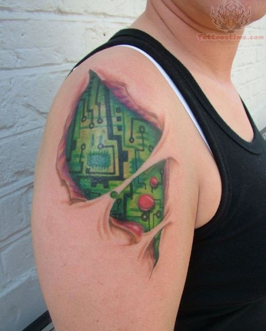 Shoulder Chip Tattoo