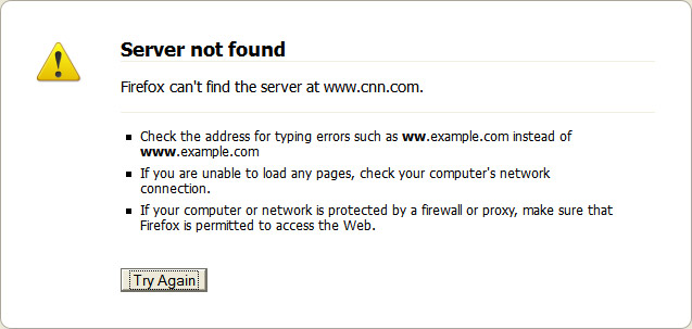CNN website outage