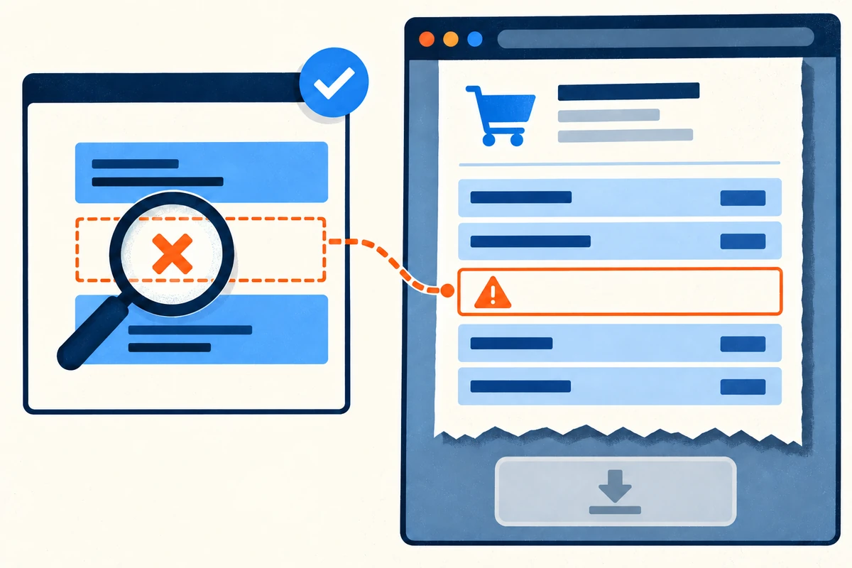 A missing field in a successfully delivered API response leaves an order receipt incomplete and its download unavailable.