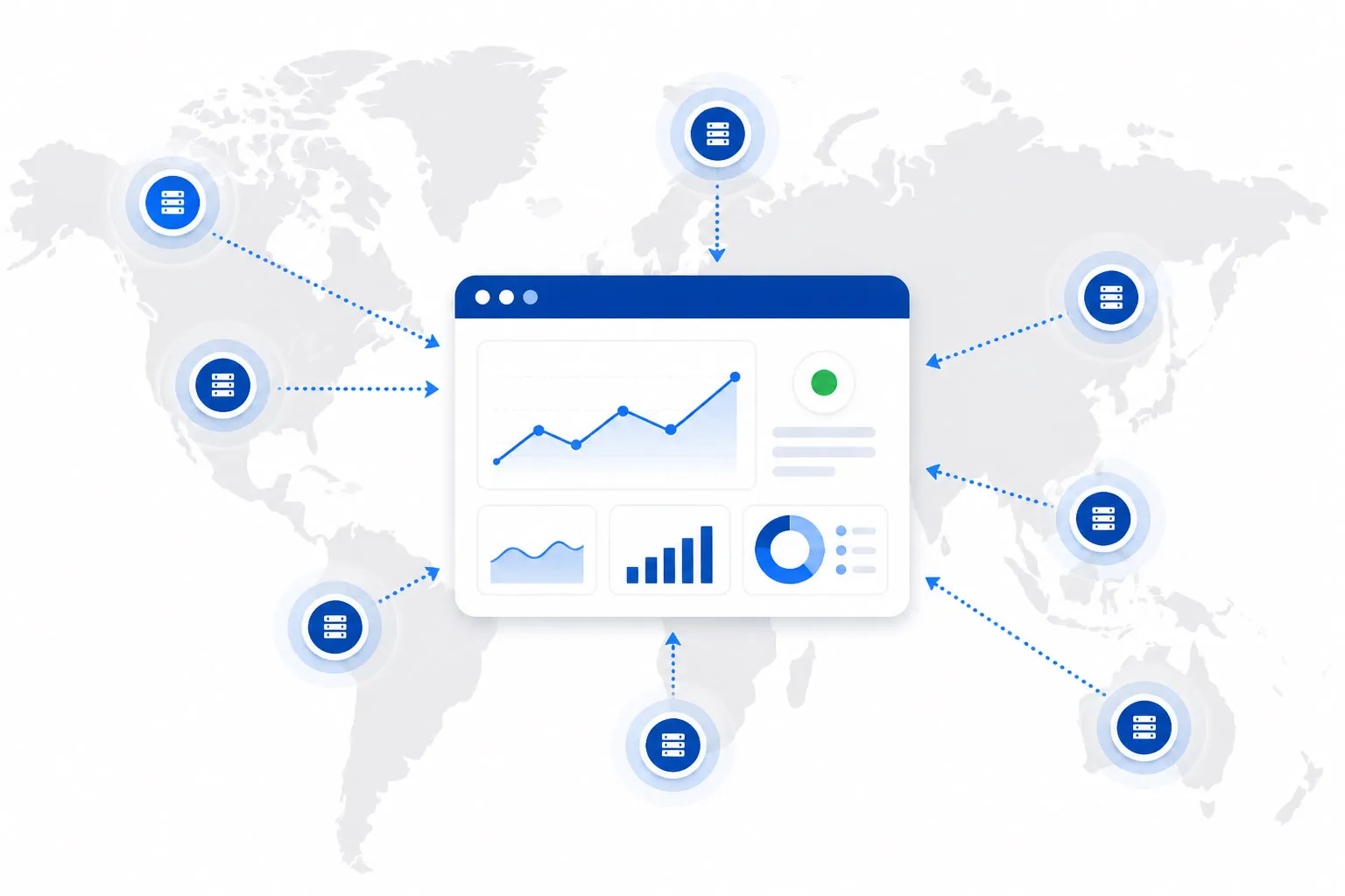 Global synthetic monitoring agents probing a web application from multiple geographic locations