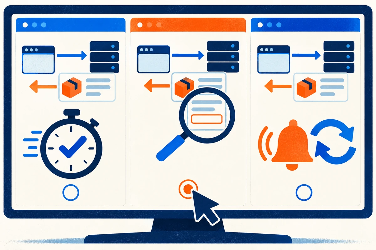Three API monitoring options compare response timing, returned data checks, and recurring alerts, with the data inspection option selected.