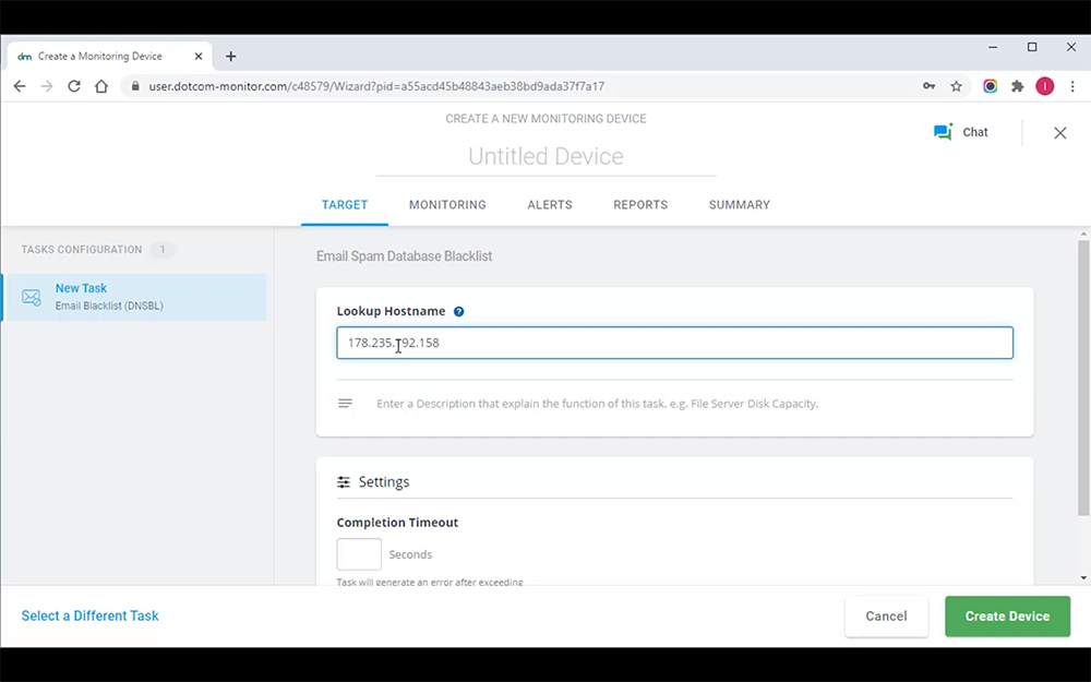 Monitoramento da lista negra do DNS