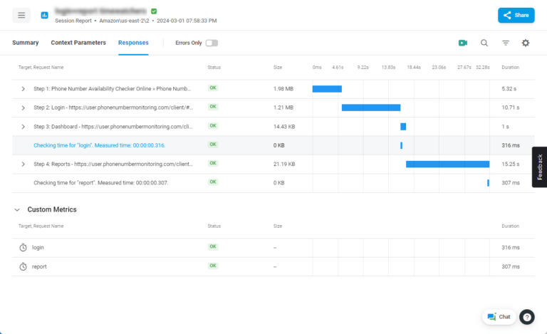 Custom Metric Statistics in Load Test Reports