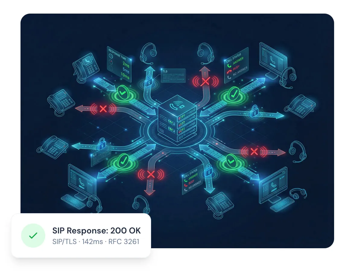 VoIP Monitoring Tools - SIP Server Connection Diagram