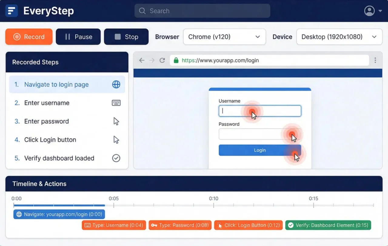 EveryStep Scripting Tool for Browser Recording