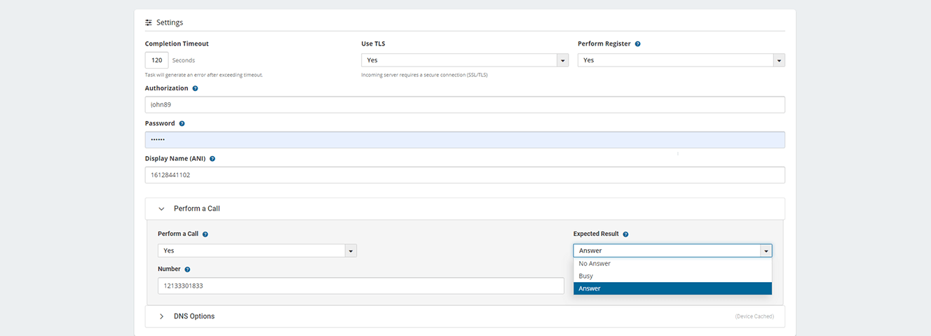 configurações de monitoramento de gole