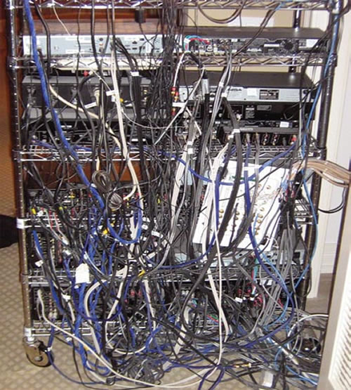Horrible cableado de la sala de servidores
