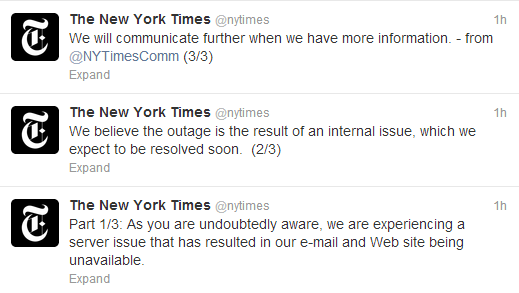 ニューヨークタイムズのウェブサイトダウン
