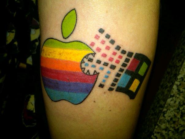 Apple Eating Windows Tattoo