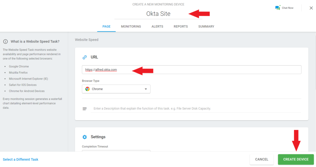 Novo dispositivo de monitoramento-Okta