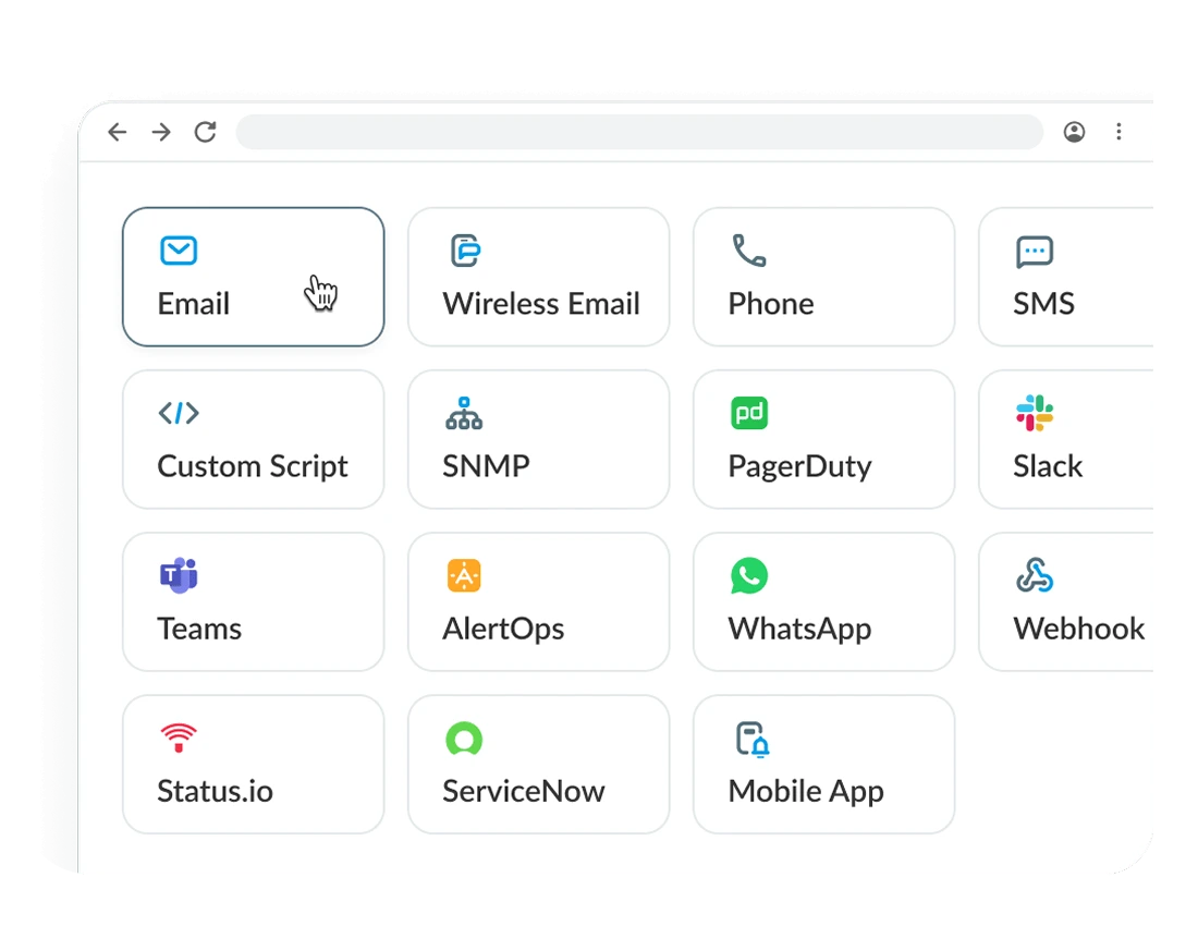 Dotcom-Monitor integrations including Microsoft Teams, Jira, ServiceNow, PagerDuty, and Azure DevOps.